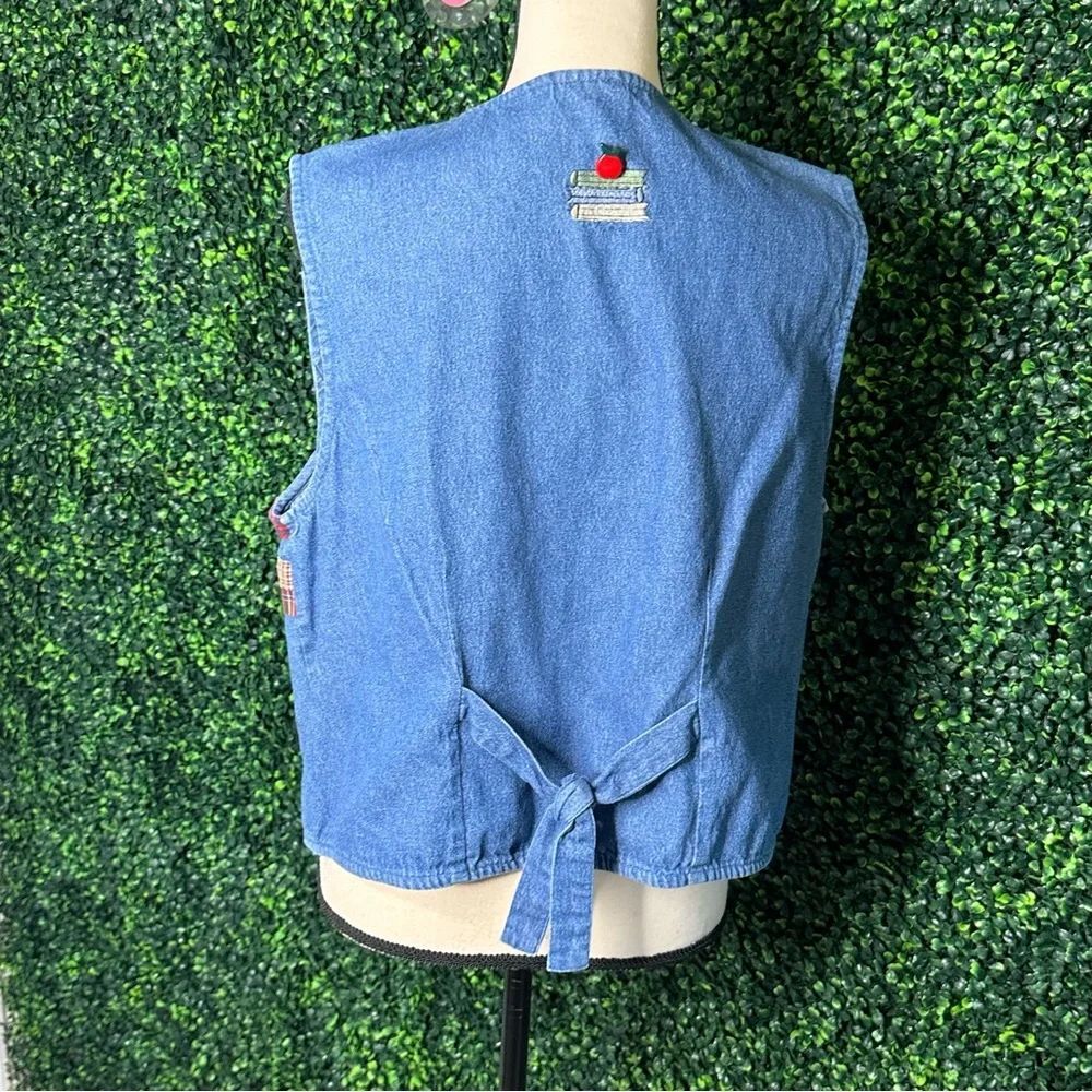 Vtg. Bobbie Brooks Blue Denim School Vest Patchwork Sz L - Picture 4 of 9